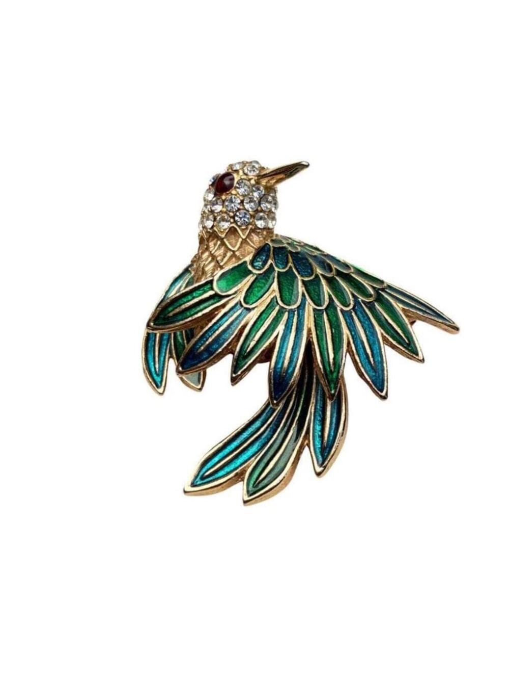 Vintage Signed D'Orlan Enamel Hummingbird Brooch